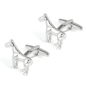 Silver Plated Copper Racehorse Cufflinks