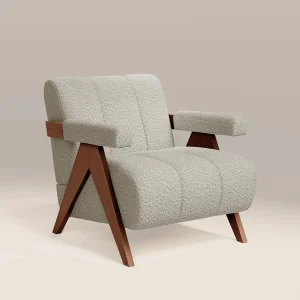 Modern Accent Chair with Arms Reclining Fabric &amp; Wooden for Bedroom Living Room Home Office