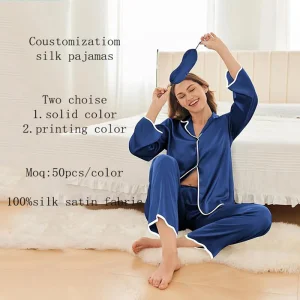 Pijamas largos de seda de alta calidad