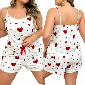 Heart Pattern Pajama Set