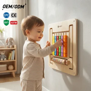 STEM Wall Toy Wooden Abacus Counting &amp; Color Matching Puzzle for Toddlers, Preschool Math Learning &amp; Fine Motor Skills Activity