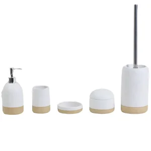 Buy Modern Minimalist White - Tan Textured Ceramic Bathroom Accessory Set Supplier, Company