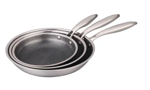 Easy Clean 3PCS Tri-Ply Stainless Steel Non-Stick Frying Pan Set Without Lid