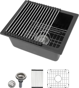 Quartz Granite Composite White Kitchen Sink Single Bowl Rounded Corners Undermount Sink Deep