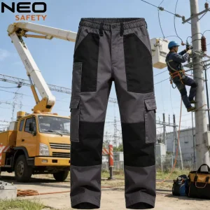 Professional 100% Cotton Work Pants - Reinforced Cargo Pockets &amp; Comfortable Fit Trousers