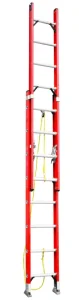 with Safety Pulley Rope System Industrial Grade Fiberglass Extension Ladder Corrosion-Resistant for Utility/Telecom Maintenance