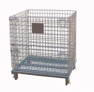 Hot Sale Wire Cage Metal Bin Storage Container Wire Mesh Pallet Foldable Stackable Steel Cage Pallet