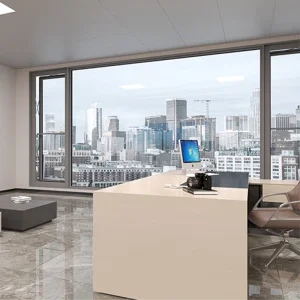 Contemporary Aluminum Electric Push-out Window Integrated LED Lighting Option and UV Resistant Window