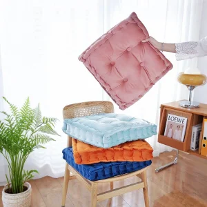 Stylish Square Floor Pillow Pouf with Elegant Scalloped Edges