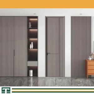 Various Styles &amp; Colors Interior Veneer MDF Wooden Timber Door Modern Walnut Color Melamine Composite Solid Wood Door for Hotel School Hospital Apartment
