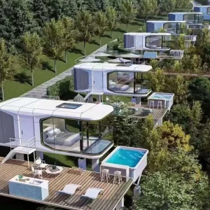 Modular Living Office Container House Portable Prefab Greenhouses Steel Structure Space Capsule