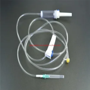 Conjunto de infusión IV desechable de partes de seguridad de látex libre con regulador de flujo