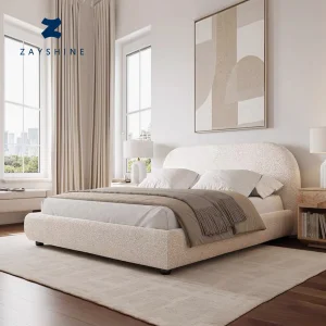 Zayshine French Luxury White Sherpa Bed