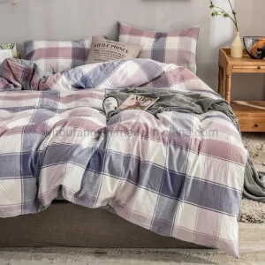 Made in China Home Decoration 4 PCS Queen Bed Hot Selling Cotton Fabric Bed Sheet Set Color Plaid