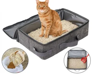 Foldable Oxford Cloth out Portable Litter Box Pet Bag with Cat Poop Box Moving Inside Cat Litter Box Cat Toilet
