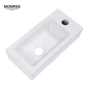 15 Inch Small Bathroom Sink Wall Mounted Rectangle Ceramic Wash Basin Sink
