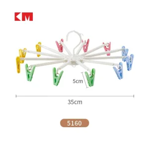 Km1133/5160 Colorful Clothespins Foldable Plastic Underwear Sock Drying Rack Portable Hanger
