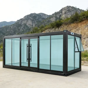 Transparent Acoustic Insulation Noise Reducing Quiet All-Glass Curtain Wall Container House