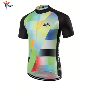 Breathable Men's Cycling Jersey with Reflective Strip and 3 Back Pockets - Quick Dry Sportswear Road and Mountain Biking Jersey