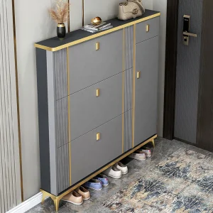 Rotating Slim Wooden Modern Convertible Foldable Durable Shoe Storage Cabinet Dustproof Eco-Friendly Save Space Entrance Home