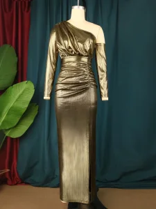Vestidos de fiesta de lujo ligero estilo celebridad con un solo hombro para mujeres