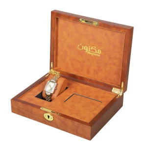 Solid Wood Jewelry Watch Box Handcrafted Anti Tarnish Lining Singel Layer Compartments Lockable Closure Soft Velvet Interior Compact Size Desktop Organizer