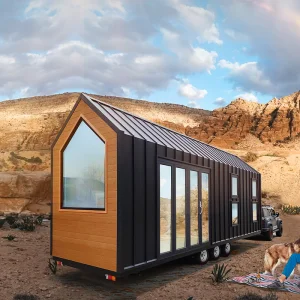 Au/EU/USA Standard Prefabricated Modular House Light Steel Structure Tiny House on Wheels with Trailer