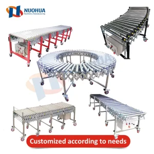 Heat Resistant New Nuohua China Expanding Roller Conveyor Loading Conveyor Motorized Flexible Expandable Roller Conveyor with Heavy Load Capacity