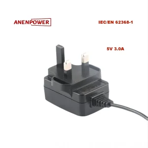 5V 3A 15W AC Adapter - UK Plug, Compliant with IEC/En 62368-1 and Ukca Requirements