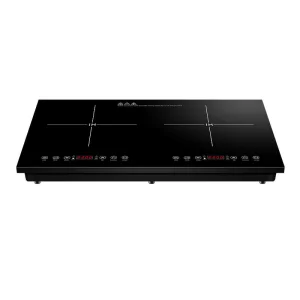 110V US Standard 4400W Black Microlite Panel Touch Control Waterproof Portable Double Burner Horizontal Induction Cooker