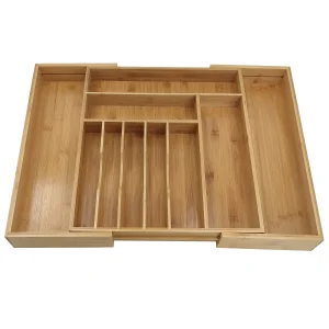 Kitchen Expandable Utensil Drawer Organizer Wooden Bamboo Cutlery Tray