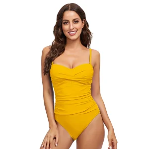 Trendy Style Custom Color Sexy Women Ropa De Bano Skin-Friendly Lightweight Yellow Female Beach Bathing Suit for Holiday Wear