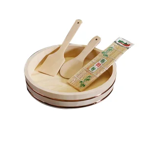 Natural Pinewood Food Rice Tubs Sushi Tools Bamboo Paddles Sushi Mat Sushi Making Kit Set