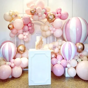 Support Customized Resin Life Size Pink Fiberglass Hot Air Balloon Sculpture Prop for Party Event