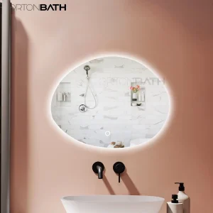 Ortonbath Oval LED Frameless Bathroom Mirror, 32X24 Inch Oval Shape Bathroom Vanity Mirror Wall Mounted with Adjustable, Anti-Fog, Smart Touch Button