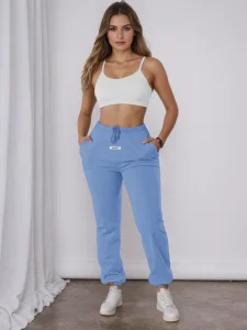 Womens Cuffed Pants High Waisted Drawstring