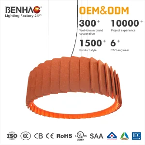 Lámpara de araña LED de estilo industrial con absorción de sonido para iluminación de cafeterías y restaurantes