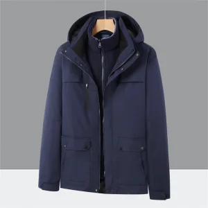 A612 Unisex 3-in-1 Outdoor Workwear Jacket Waterproof Thermal Coat with Thickened Fleece Customizable Logo Winter XL Size