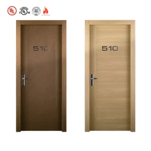 Hotel Room Doors 20-90 Minutes Fireproof Soundproof UL Listed Wooden Hotel Room Steel Single Door With Frame For Internal Use