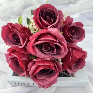 Elegant 7-Head Silk Rose Bouquet for Romantic Home Weddings