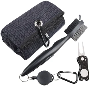 Hot-selling Manual Golf Cleaning Kit Towel 40*60CM + Club Double-sided Cleaning Brush Microfiber Fabrics for Personal Use