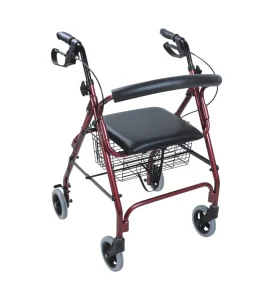 Aluminum Rollator with Seat and Wheels and Flip up Footrest