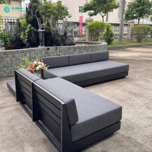 Contemporary Outdoor Furniture Aluminum Frame Sectional Sofa Set with All Weather Cushion Patio Garden Seating for Hotel Resort