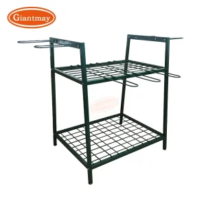 Metal Wire Mesh Floor Standing Hooks Hanging Garden Tool Organizer