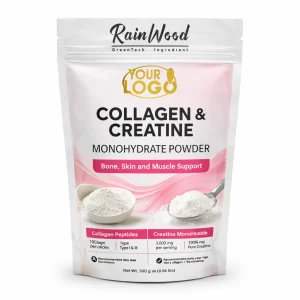 Rainwood Collagen Peptides &amp; Creatine Monohydrate Powder Sachet OEM Functional Protein Blend Stick Pack For Sports Nutrition