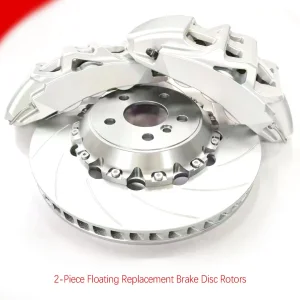 High Performance 2-Piece Floating Replacement Brake Disc Rotors R-Slotted Curved Vanes 2 Pieces Brake Rotors
