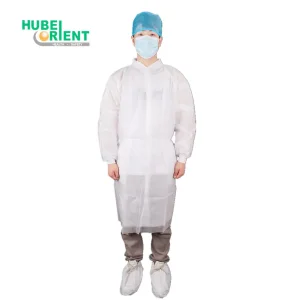 Ropa protectora desechable de PP no tejido para la industria general, de mangas largas con puños de punto, bata de aislamiento