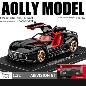 1:32 Mercedes-Benz Amg Vision Gt Diecast Model Car, Alloy Pull-Back Toy with Light &amp; Sound, Openable Doors &amp; Trunk, Collectible Supercar Replica for Kids &amp; Adul