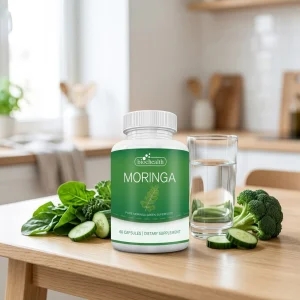 Biochealth GMP Halal Organic Moringa Capsules - Pure Moringa Oleifera Leaf Powder Supplement | Super Greens Powder Pills