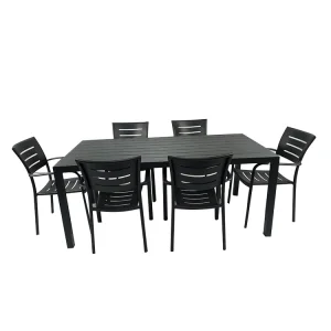 Leisure All-Weather Waterproof Aluminum Plastic Wood Outdoor Garden Furniture Patio Dining Set